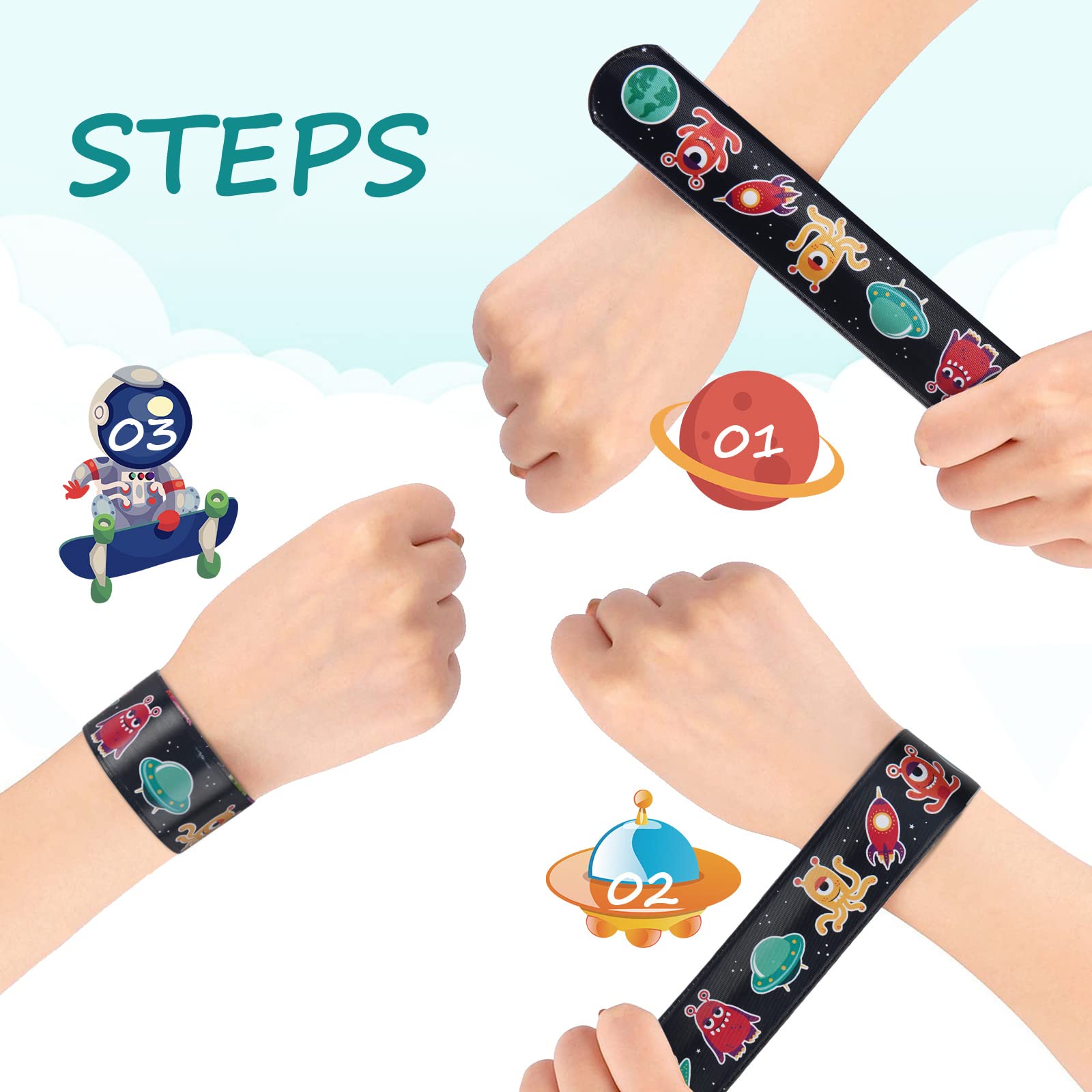 flintronic Braccialetti Slap, 30Pezzi Slap Bracelets, Bracciali a Scatto, Schiaffo Bracciali Gadget per Compleanno Festa Bomboniere Regalo per Bambini Ragazze Ragazzi