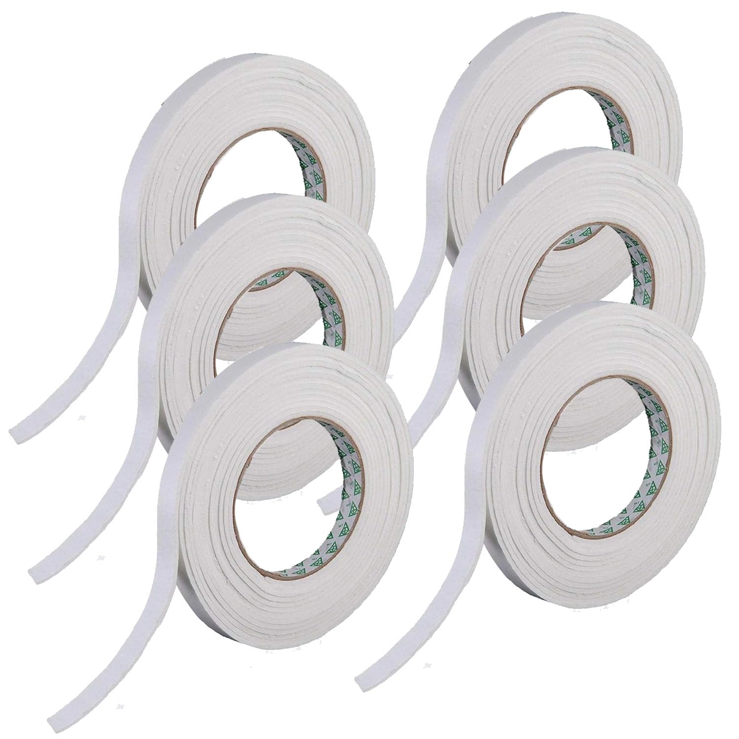 2 Rolls of Self Adhesive Foam Tape 9mm Wide, 5mm Thick, 5M Long, White Colour, Weather Stripping Door and Window Seals, Door Draught Excluder (2 Rolls, 10 Meters)