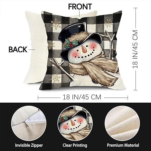 Miniatura 2 de Fjfz Warm Winter Wishes - Juego de 4 fundas de almohada decorativas de 18 x 18 pulgadas, gnomo de muñeco de nieve, decoración del hogar al aire