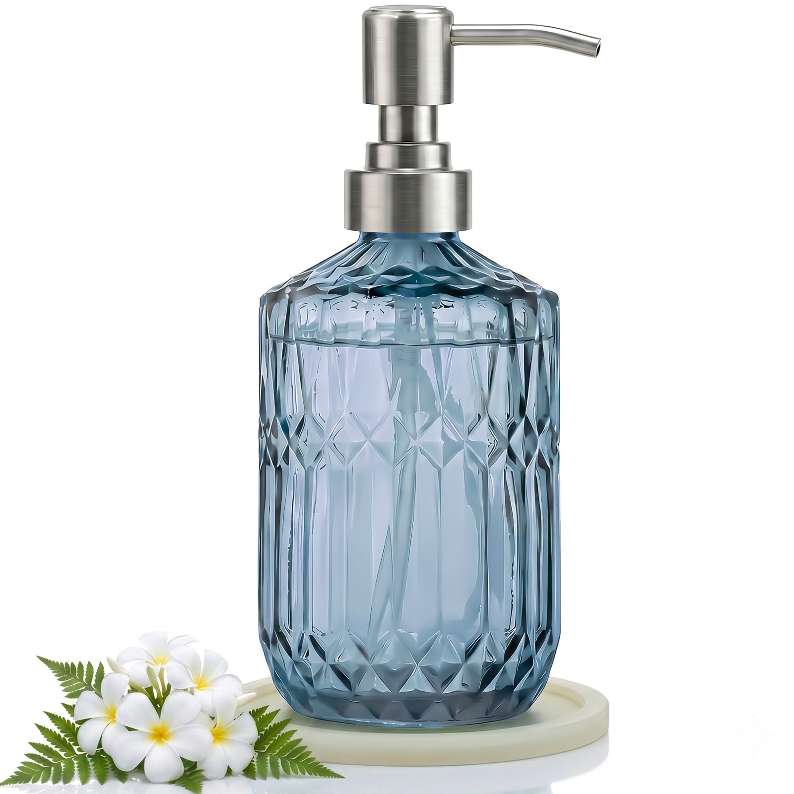 Photo 1 of ***GOLD TOP/PUMP*** Vintage Hand Soap Dispenser for Bathroom Countertop with Rust Proof Pump, 16Oz Refillable Dish Soap Dispenser for Kitchen Sink, Hand Soap Dispenser Bathroom Accessories, Liquid Lotion Bottle, Blue