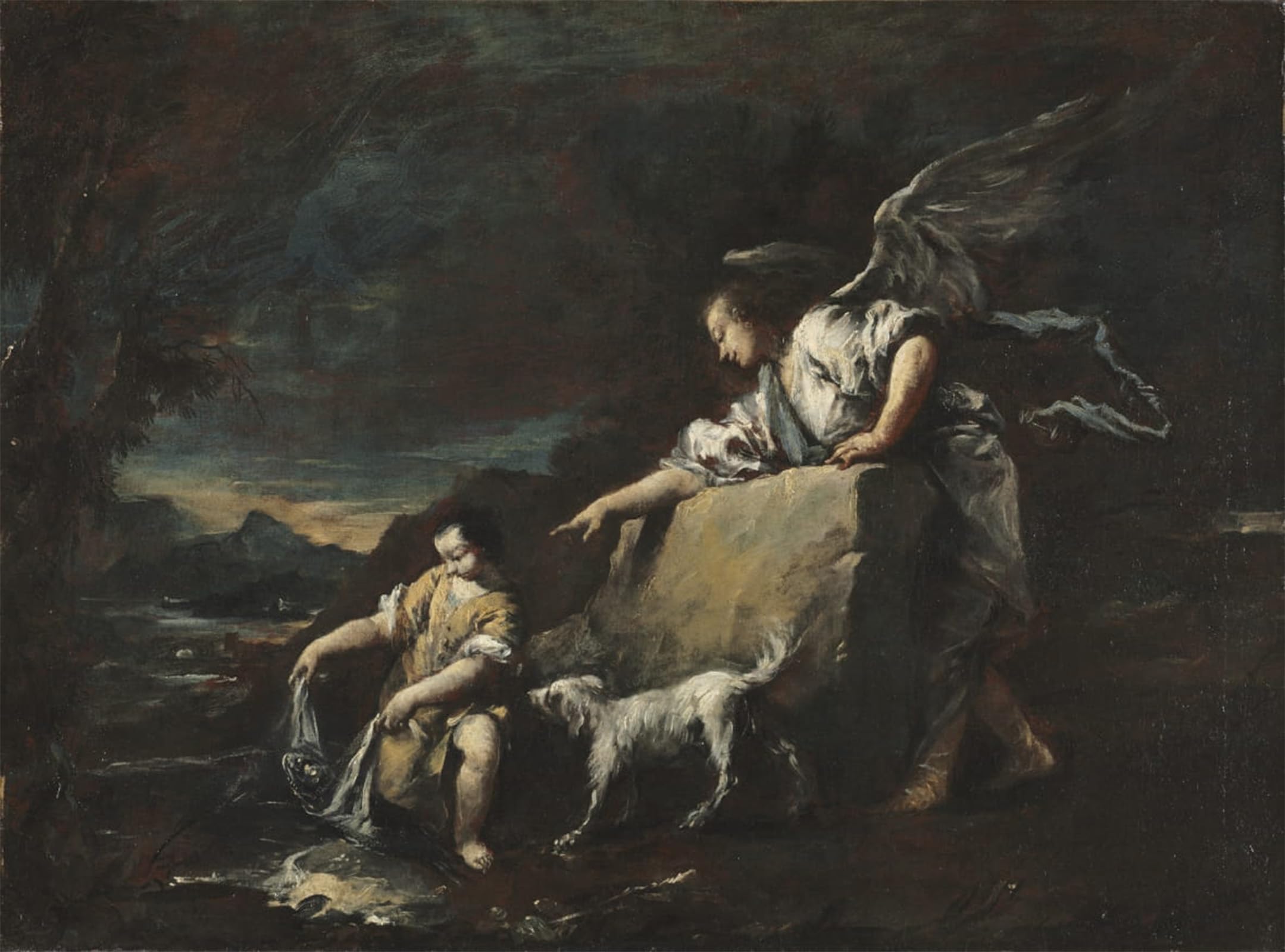SERENDIPITP Vintage Picture Print on Canvas Wall Art Poster Tobias and the Angel by Francesco Guardi Artwork Print Poster for Wall Decor 60x90cm