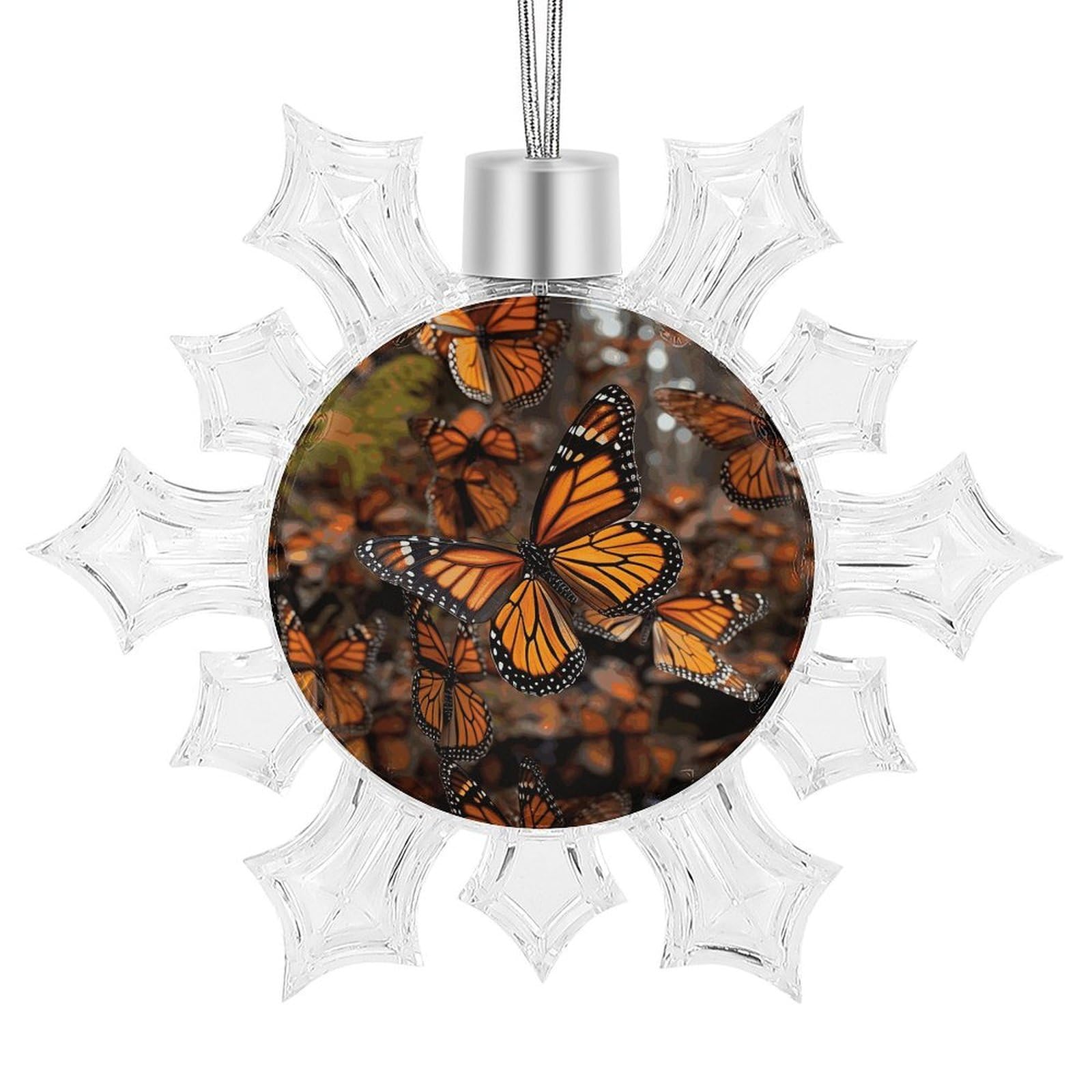 Monarch Butterflies Snowflake Ornaments Cute Snowflake Pendant Exquisite Christmas Tree Ornaments for Christmas Weddings New Year Birthday Holiday Celebration