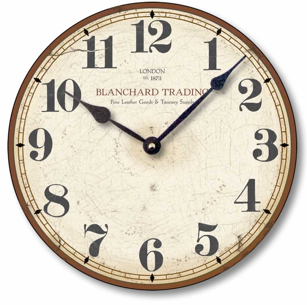 Fairy Freckles Studios Item C6029 Antique Style Merchant Wall Clock (12 Inch Diameter)