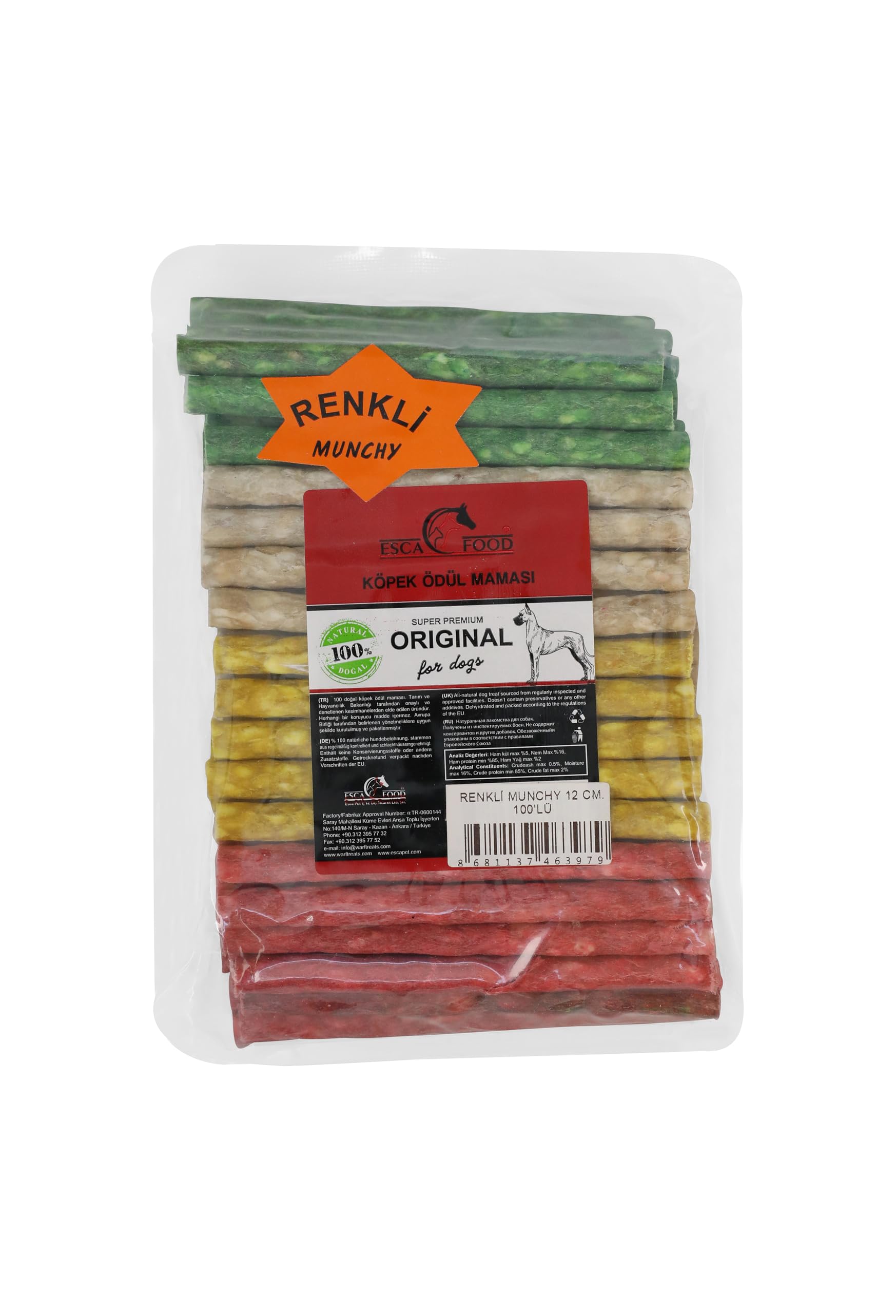 Munchy Çubuk Renkli İnce 12 Santimetre 100'lü Köpek Ödül Maması