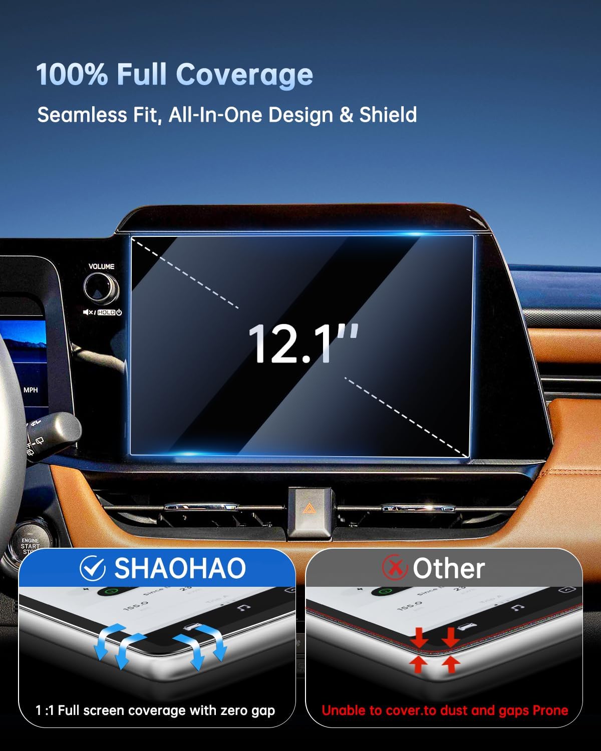 SHAOHAO for 2026 Subaru Outback Screen Protector 2026 Subaru Outback Accessories (Premium/Limited/Touring/Wilderness/Limited XT/Touring XT) 12.1 Inch Display 9H Clear Glass Anti Fingerprint & Scratch