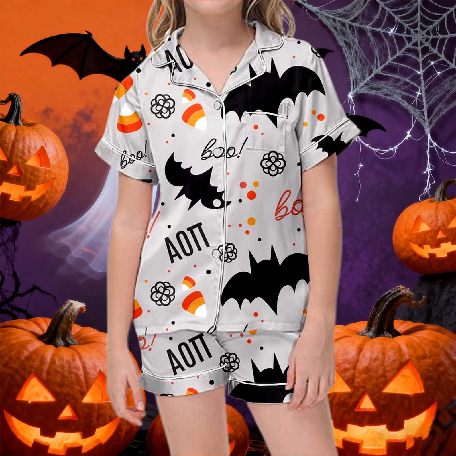 Halloween kurzärmelig mit Aufdruck für Trick-Outfit Party schlafanzug Set