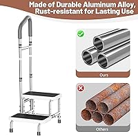 Vista 7 de Escalones de cama para camas altas para adultos, taburete resistente con mango ajustable para ancianos, plataforma antideslizante grande, soporta