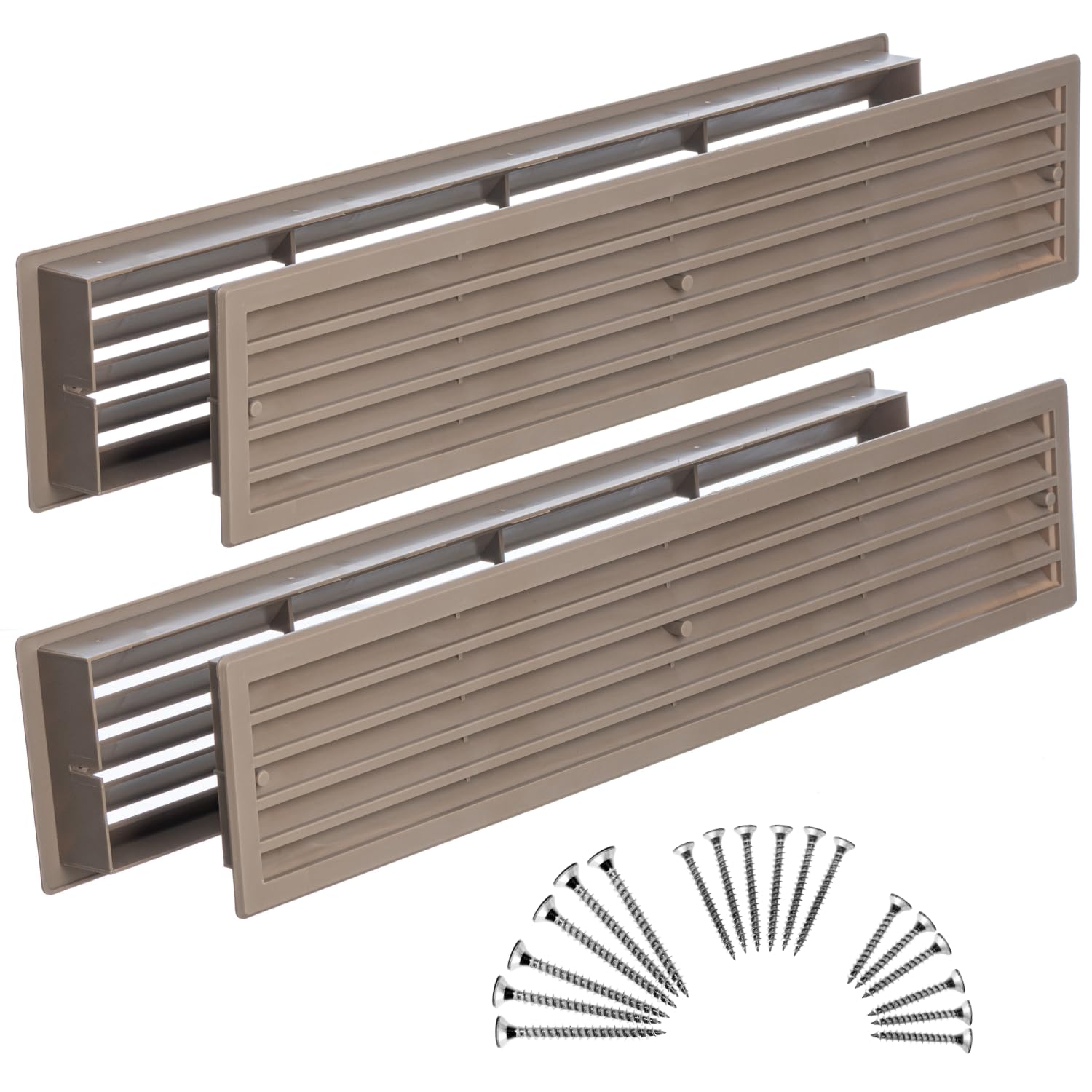 Steinberg14 Beige/Oak 2Pcs, Door Vent Cover 450X92mm - Plastic Ventilation Grille - 17.7"X3.6" Vents For Interior Doors Two Sided - Bathroom Ventilation Grille - Door Return Air Register With Screws By
