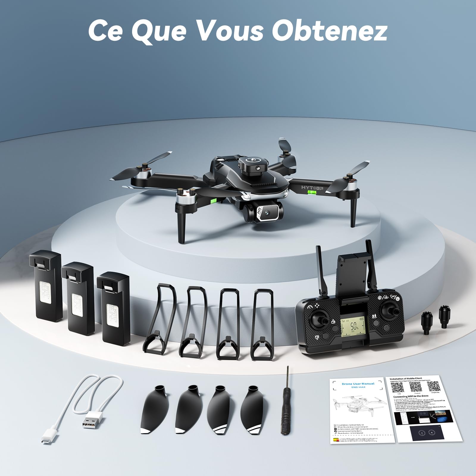 S165 Drohne mit 1080P Kamera für Erwachsene & Anfänger,45 Minuten Flugzeit (3 Akkus), 5G WiFi Echtzeitübertragung, Faltbarer Quadcopter mit One-Key Start(Black)(Standard)
