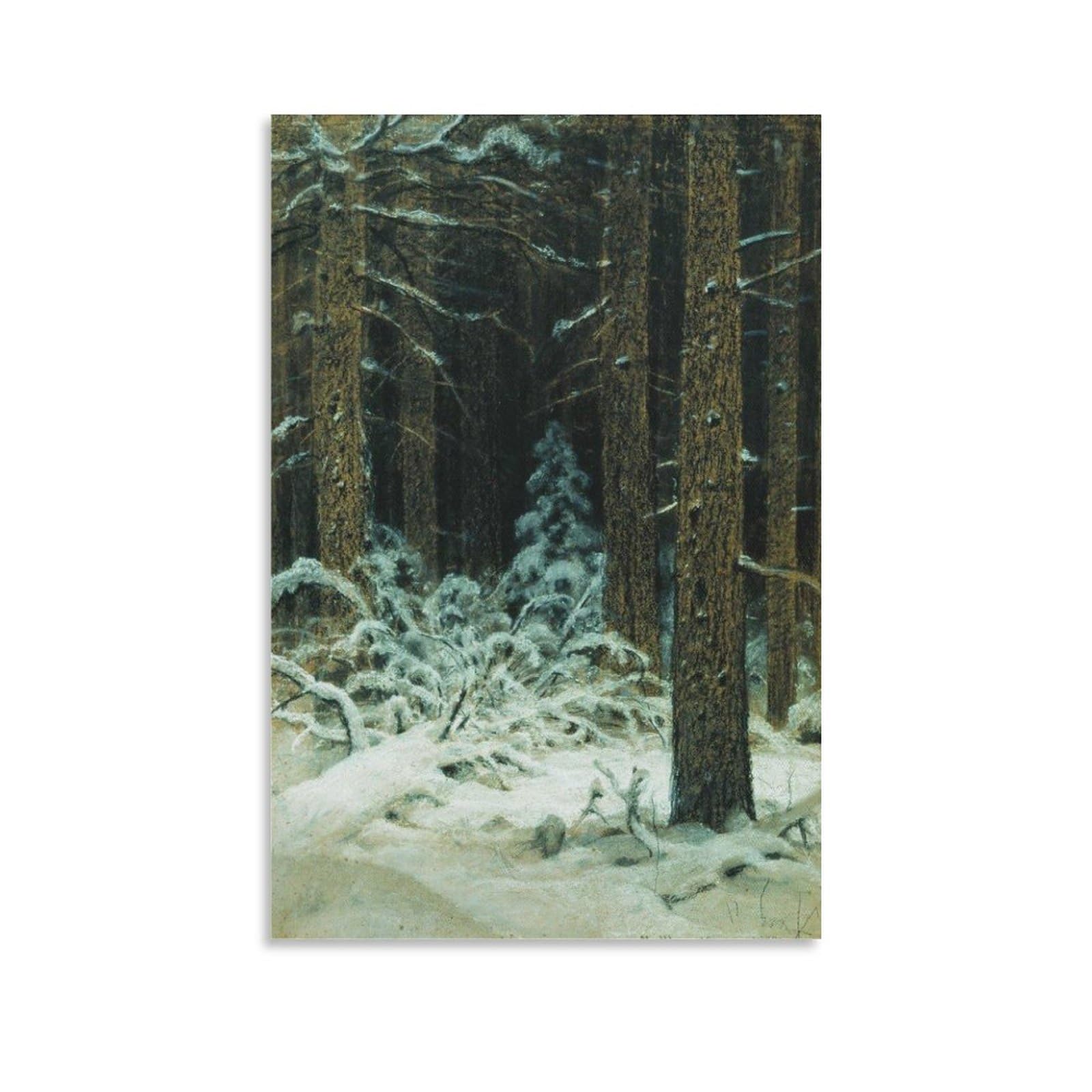 Poster Printed by Ivan Shishkin Landscape Art In Winter Gifts Canvas Painting Poster Wall Art Decorative Picture Prints Modern Decor Framed-unframed 20x30inch(50x75cm)