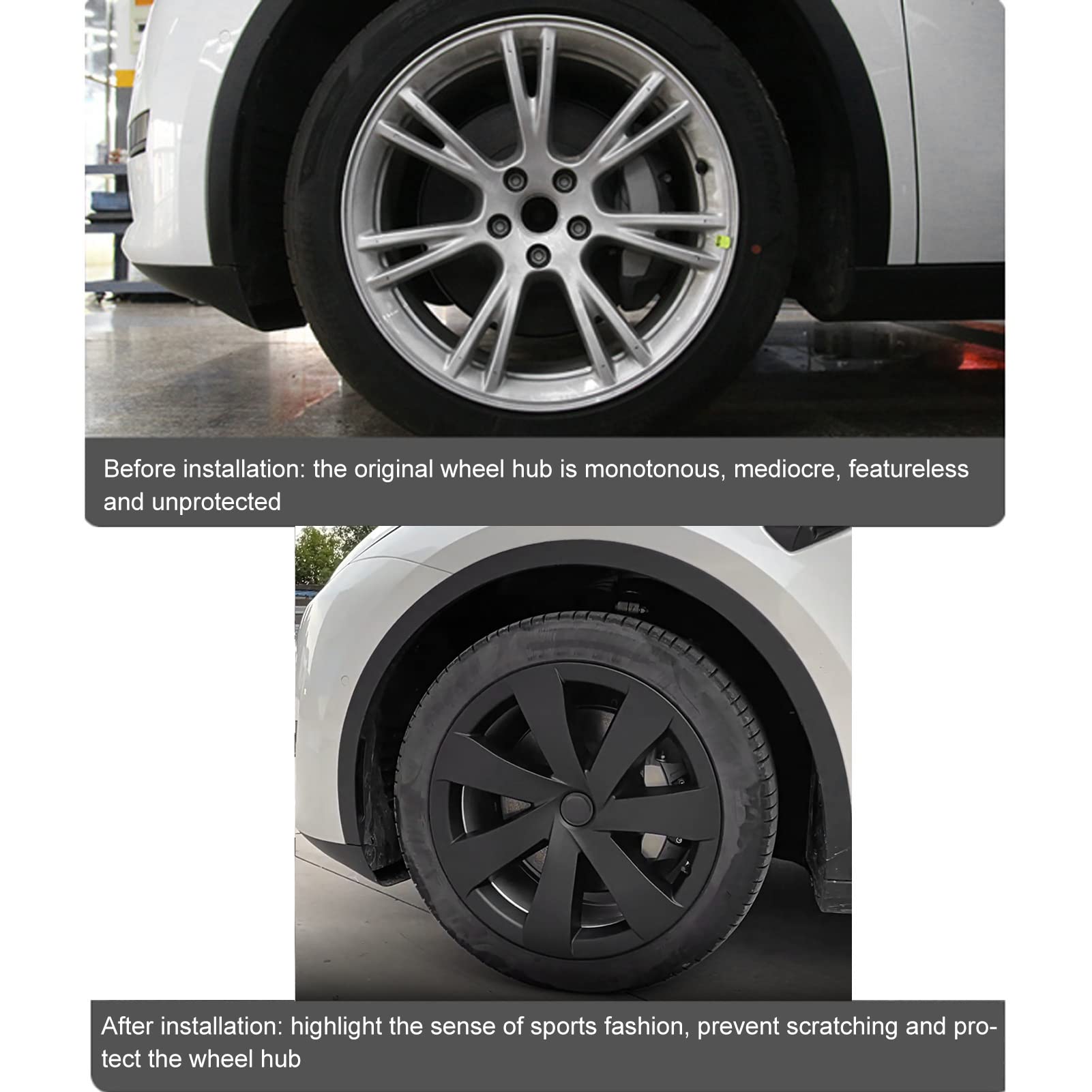 Model Y 2020-2023 19-calowy Zestaw Kołpaków na piastę Koła 4 szt. Trwała, Matowa Czarna Obudowa Materiał ABS