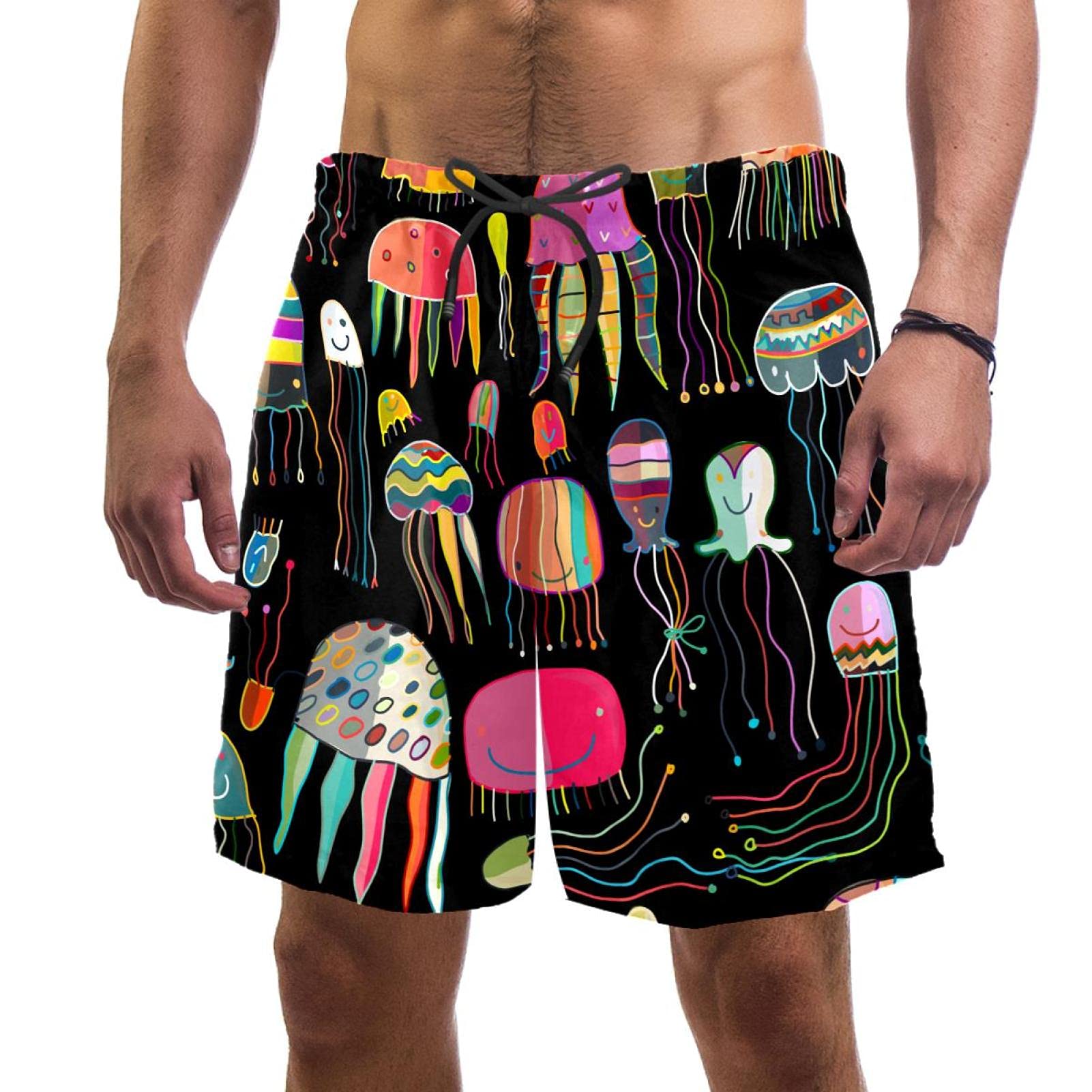 Short de bain avec motif méduse multicolore et doublure maille séchage rapide