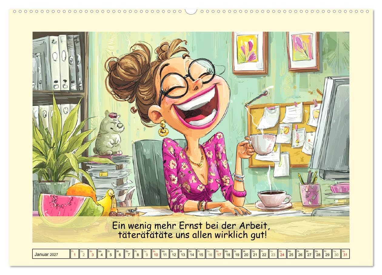 CALVENDO - Büroalarm. Cartoons für alle, die trotzdem weitermachen (Wandkalender 2027 DIN A2 quer), Monatskalender: Ein witziger Cartoon-Kalender für alle, die im Büro durchhalten müssen