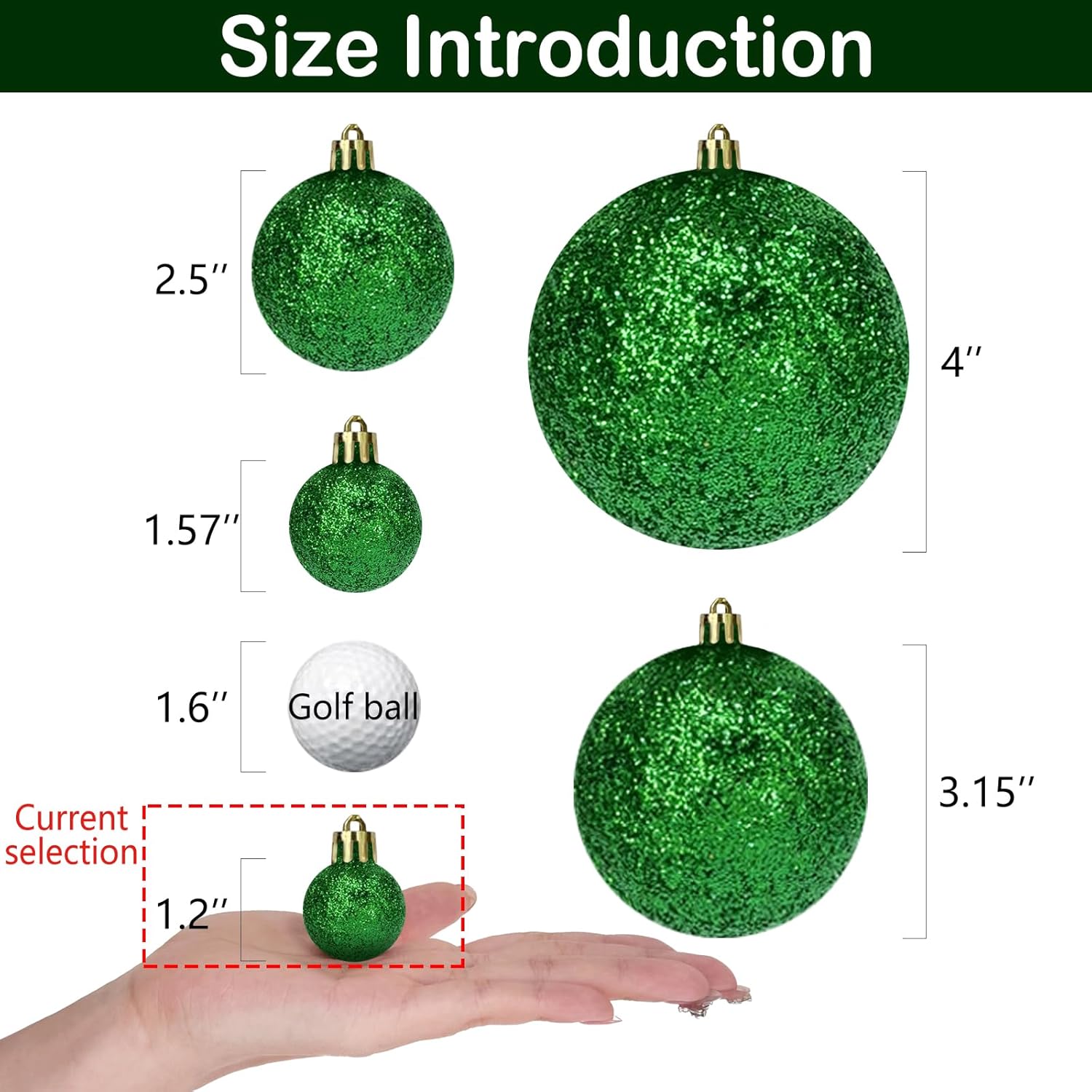 Mini Christmas Balls Ornaments for Xmas Tree - 1.2 Inch Small Shatterproof Christmas Tree Decorations Hanging Ball for Holiday Wedding Party Decoration Dark Green