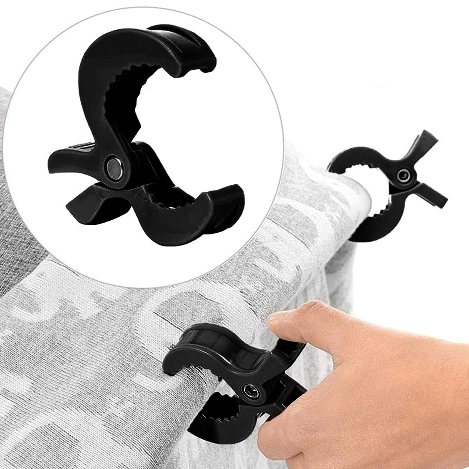 6 Pezzi Set di Mollette Passeggino,Accessori Passeggino Ganci Passeggino Universali Clip Coprisedili per Auto,Morsetto per Coperta Zanzariera Passeggino e Coperta Passeggino-Nero