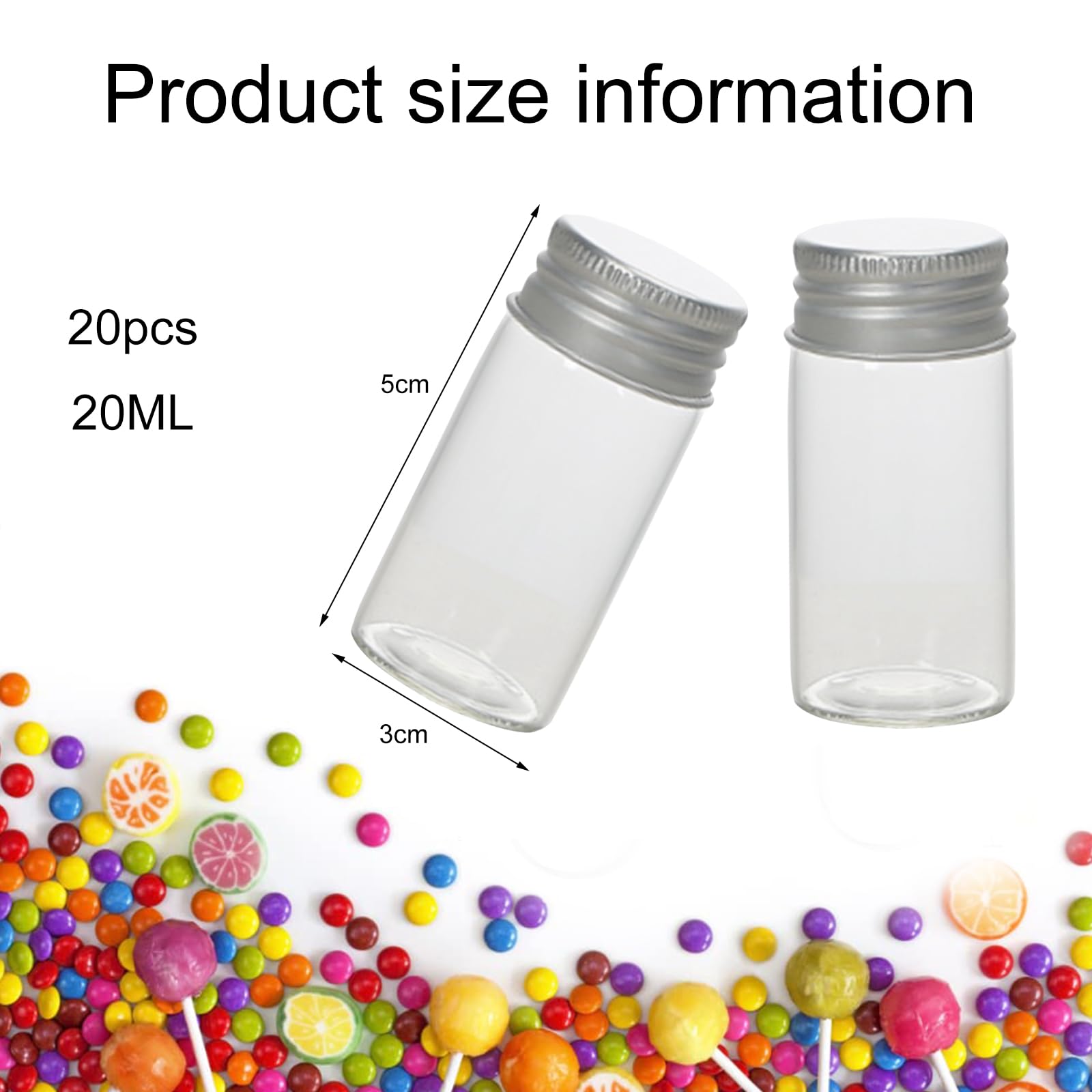 Kleine Glasflasche, Reagenzglas, 20 Stück 20ml kleine Glasflasche Glas Reagenzgläser, Reagenzgläser mit Schraubverschluss, Flaschen Kleine Glasflaschen zum Befüllen, für Süßigkeiten, Labor, Blume