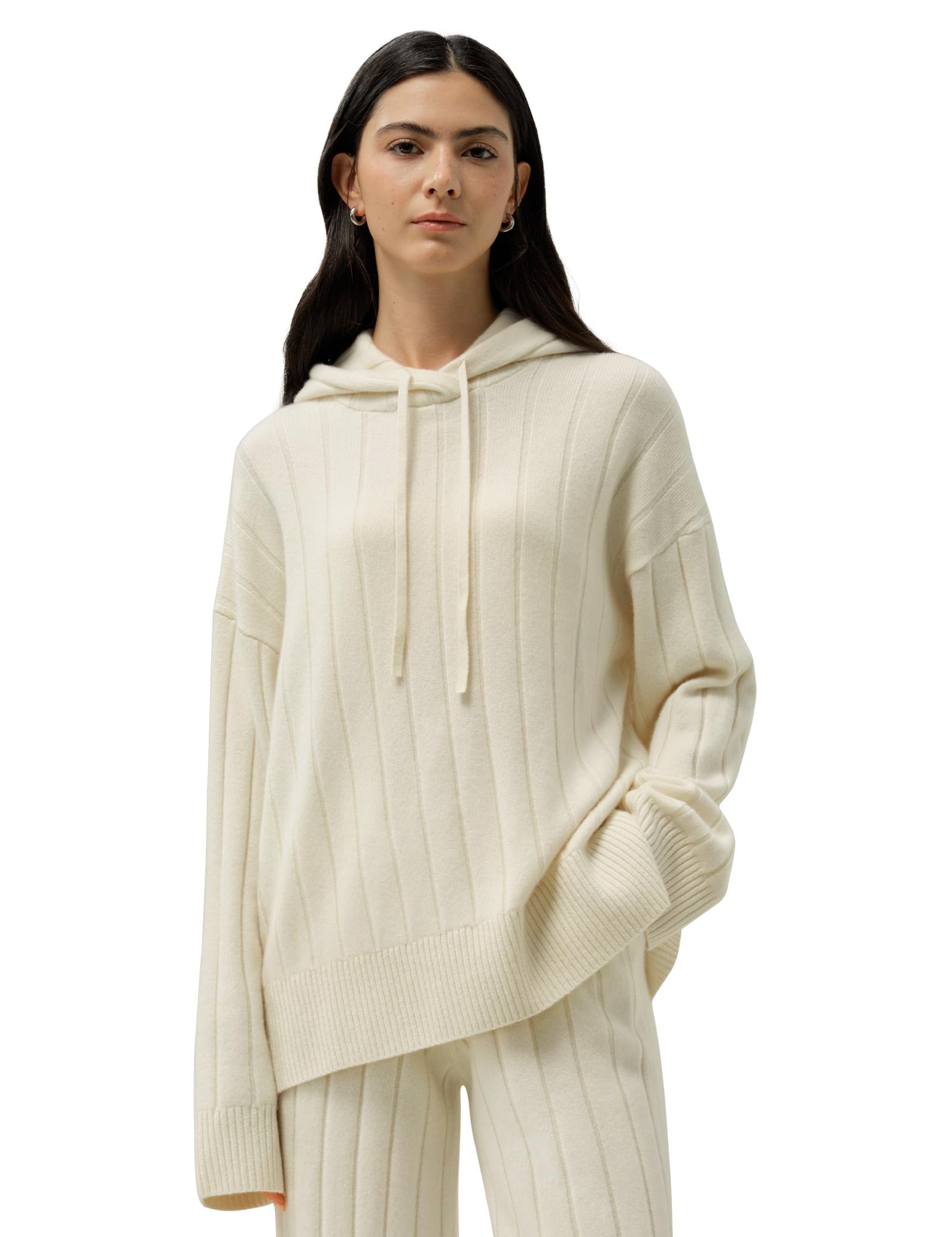 LilySilk Women Cashmere Sweater Hooded Hoodie Knit Pullover Oversize Top Warm Soft for Ladies Winter