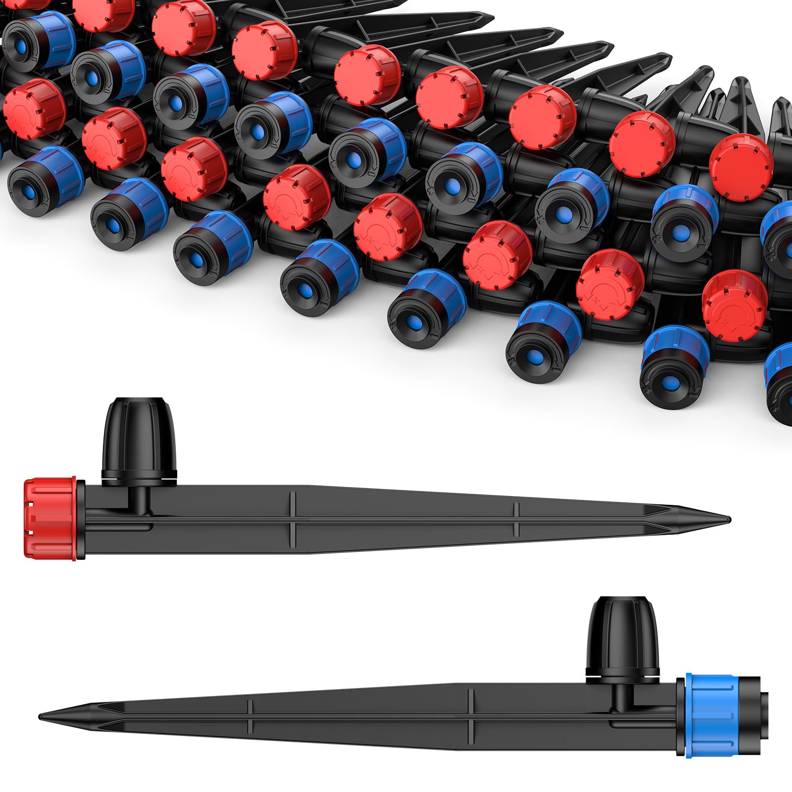 Pawfly 30 Pcs Drip Irrigation Emitters, Drip Emitters for 0.64 CM Drip Irrigation Tubing, Sprinkler Heads with Adjustable 360 Degree Water Flow, Garden Drippers for Plants Watering System