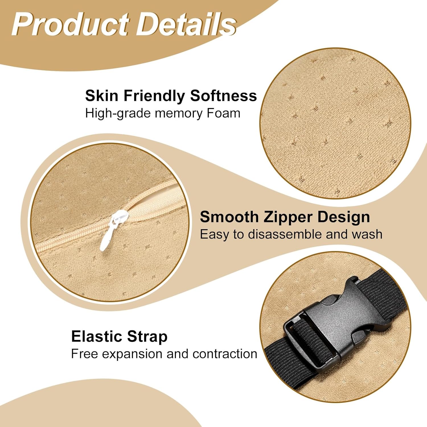 HARFINGTON Car Headrest & Lumbar Support Pillow Kit Memory Foam Ergonomic Seat Headrest & Lumbar Cushion for Driving Home Office Car Seat, Camel