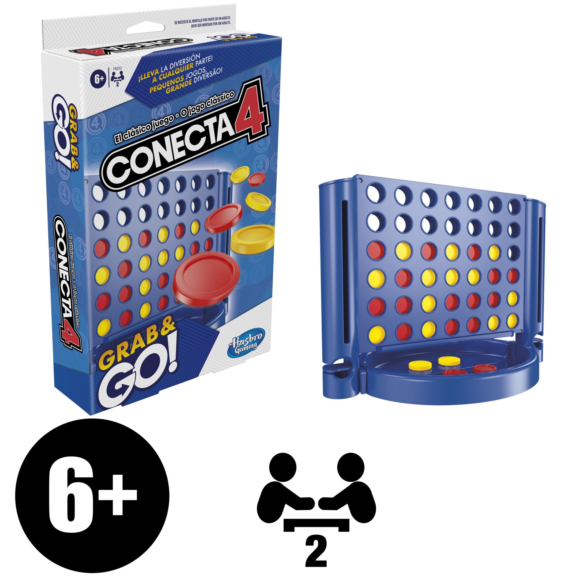 Hasbro Gaming Connetti 4 Grab and Go - Gioco portatile per 2 giocatori - Gioco classico per bambini per viaggi, giochi in famiglia e con gli amici,