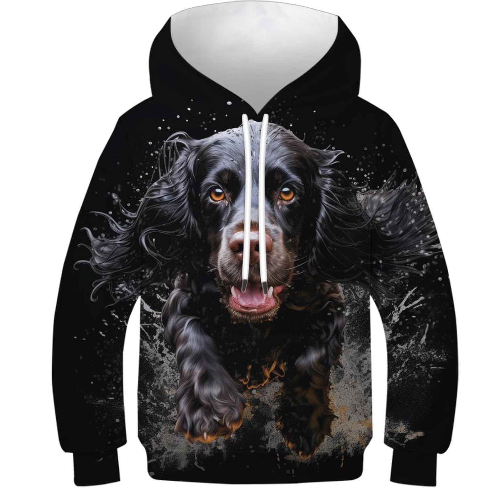Kkpbhtyvg Unisex Style-18 3D Printed English Cocker Spaniel Athleisure Hoodie Hooded Sweatshirt Pullover Men/Women Ong Sleeve Tops For Teens 13-15Y