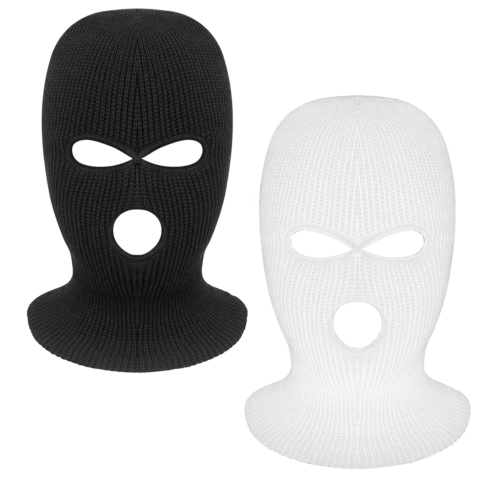Tmflexe2 Pieces 3-Hole Full Face Mask Cover Ski Mask Winter Balaclava Cap Knitted Face Cover for Winter Outdoor Sports