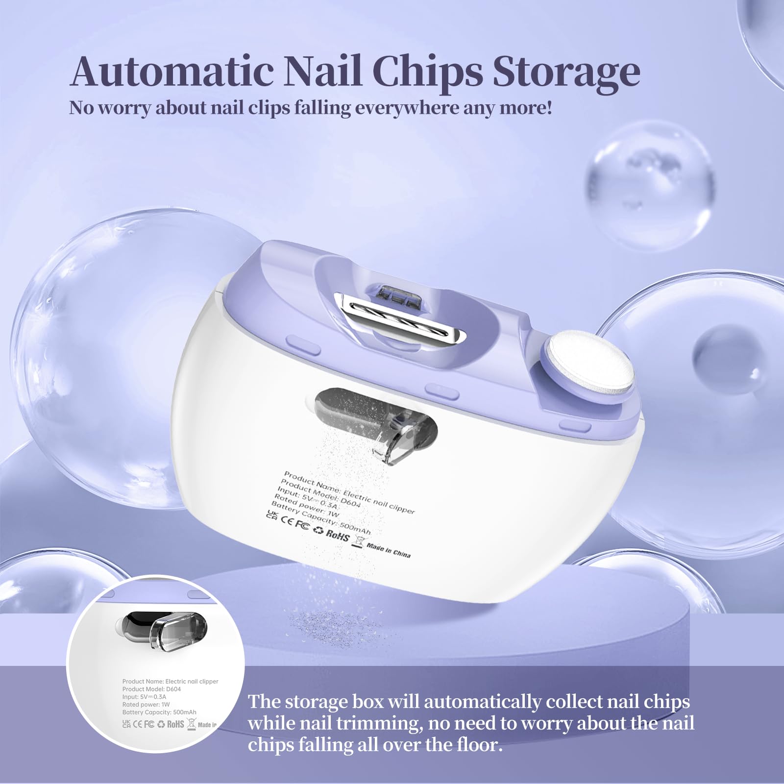 Elektrischer Nagelknipser, Nageltrimmer Nagelpolierer 2 in 1, Automatischer Elektrische Nagelknipserr 2 Geschwindigkeiten, Fingernagelknipser, Nagelfeile mit Licht, ManiküreSet Nagelknipser für Babys