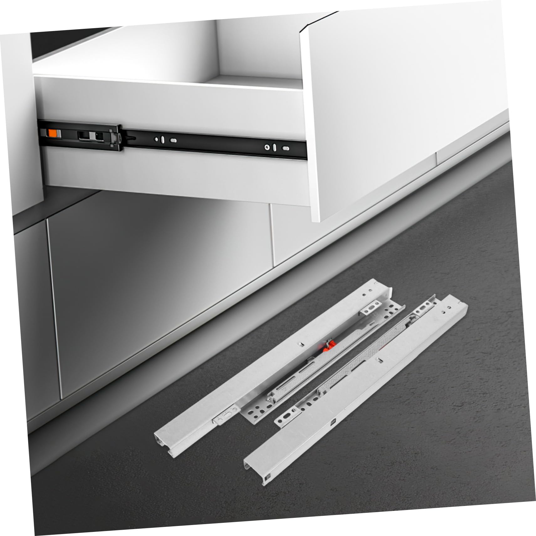 Coulisseaux de Tiroir à Extension Complète Fermeture Automatique 2pcs