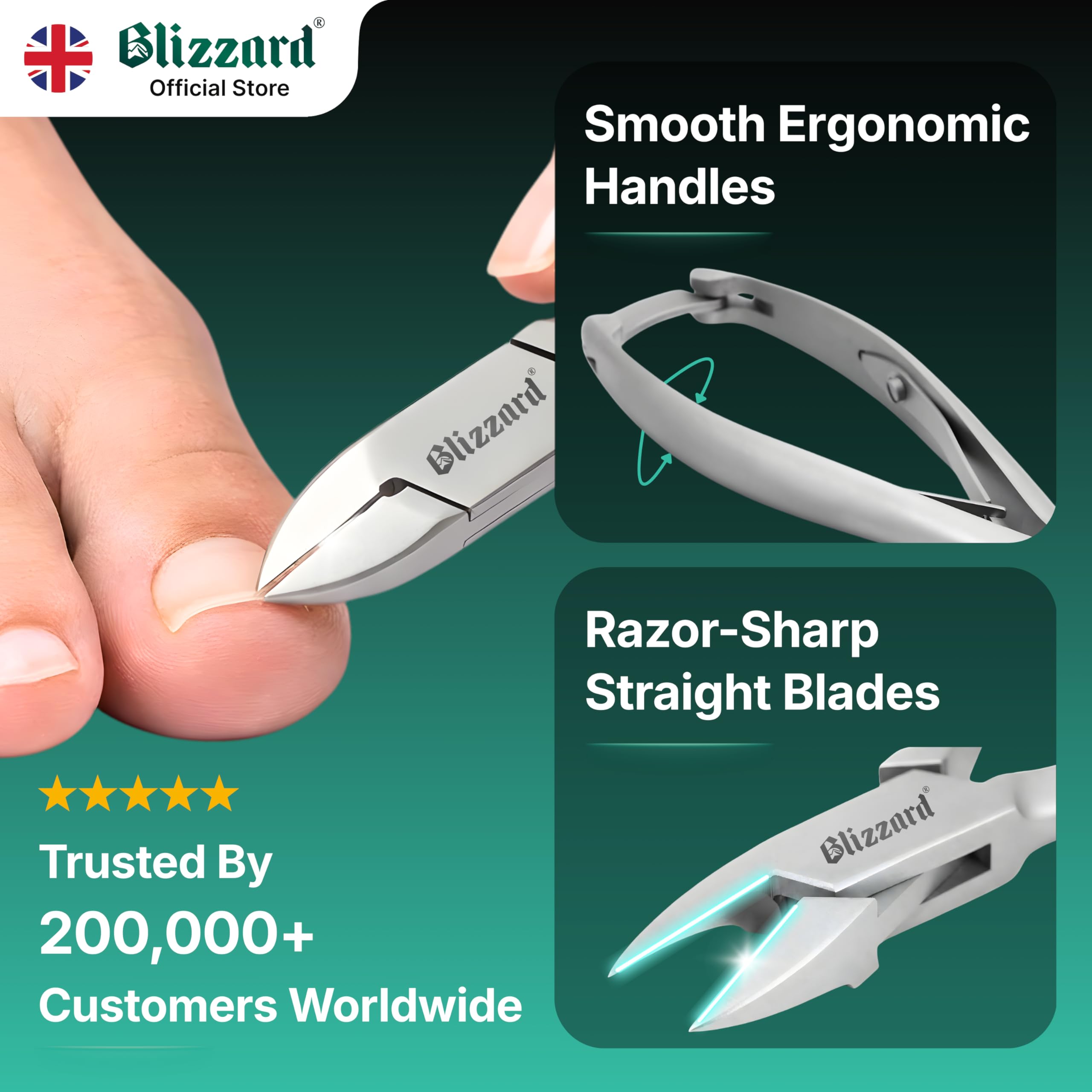 Blizzard Podología Cortauñas De Pies - Profesional Pedicura Cortador Con Mangos Suaves -14.5cm Alemán Acero Inoxidable s - CE Aprobado Cortauñas De Pies