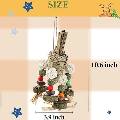 Miniatura 6 de Juguete de conejo, jaula de conejo, juguete masticable colgante y golosinas para conejillos de indias, chinchillas, hámsters, ratas y otras mascotas