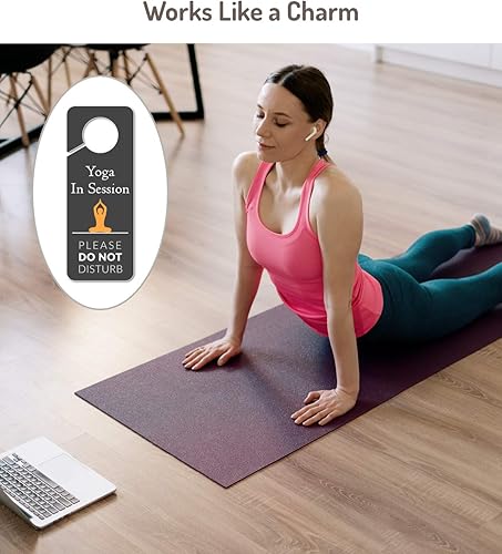 Miniatura 4 de Letrero para colgar puerta con texto en inglés Do Not Disturb, 2 unidades, Please Do Not Disturb, Yoga In Session