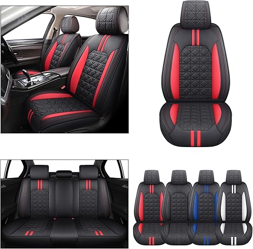 Miniatura 6 de YIERTAI Fundas de asiento de automóvil, impermeables, de piel sintética, ajuste universal para la mayoría de automóviles, sedanes, SUV, camiones,
