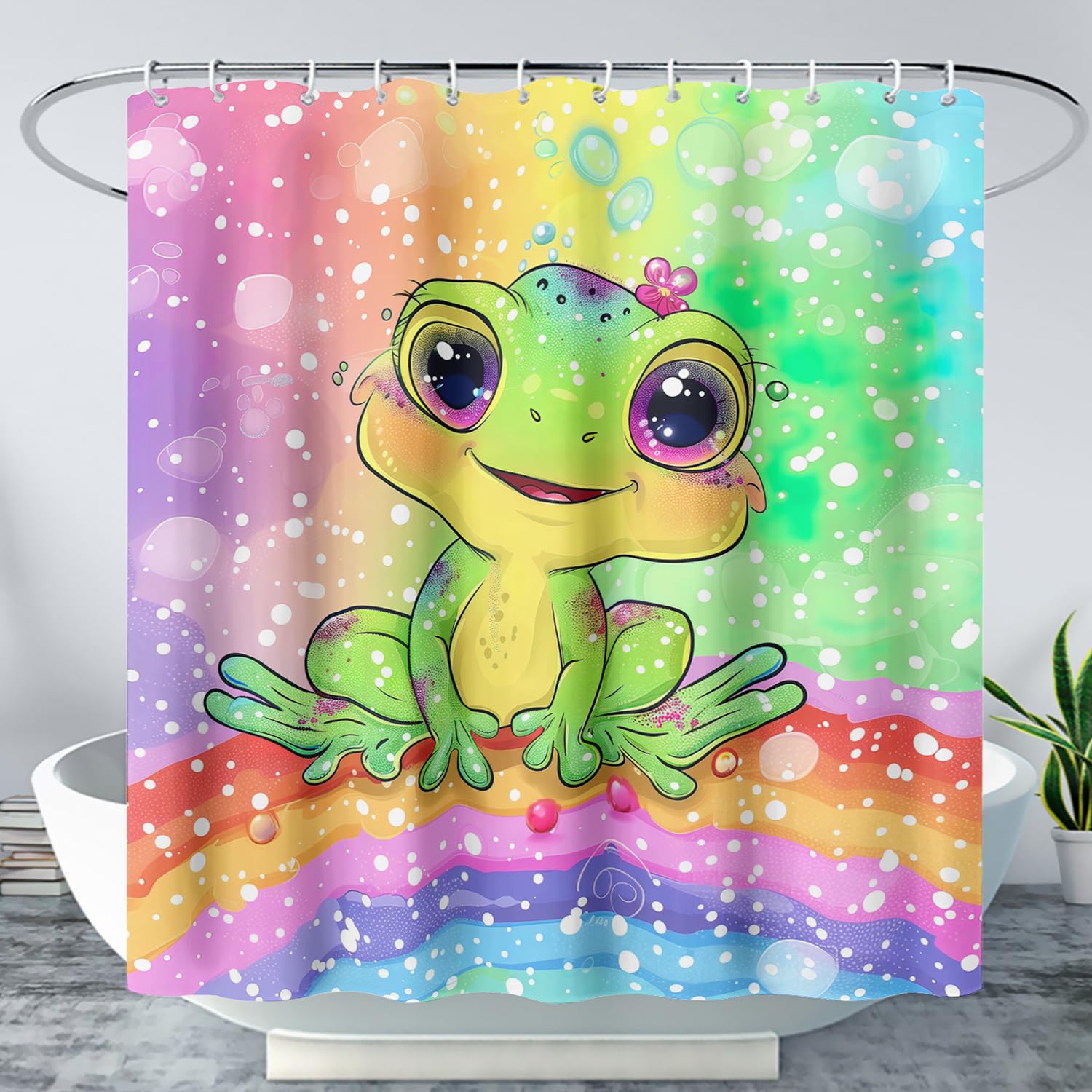 AILONEN Cartoon Frog Shower Curtain 48