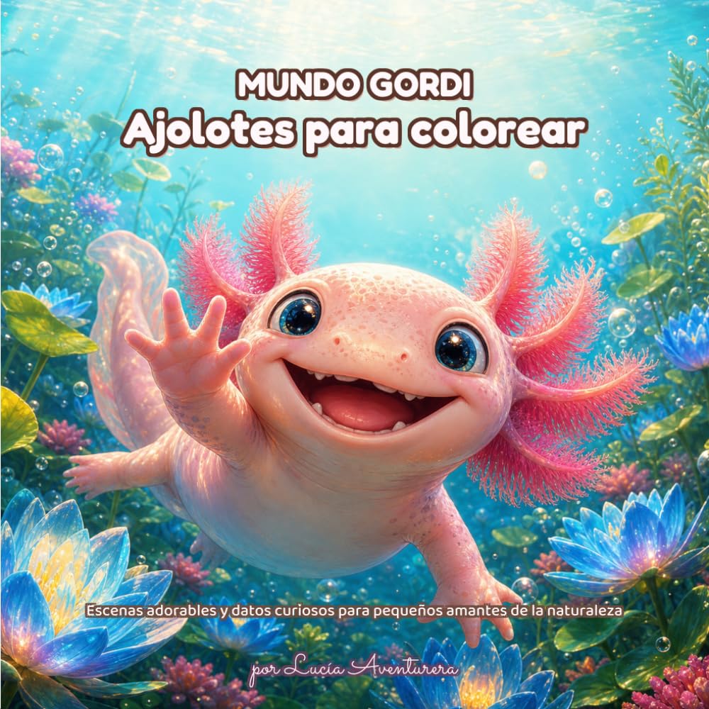 Ajolotes para colorear: Escenas adorables y datos curiosos para pequeños amantes de la naturaleza (Mundo gordi)