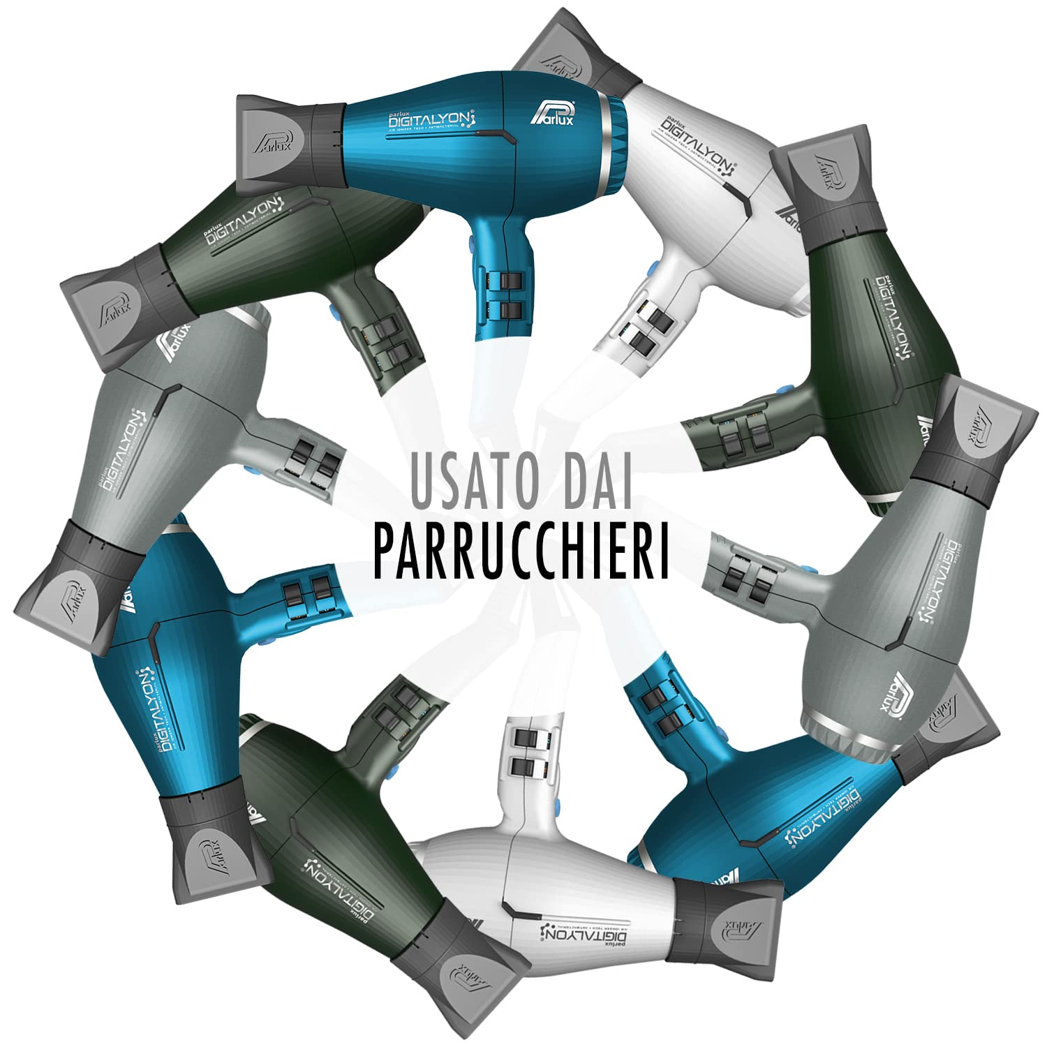 Parlux Digitalyon Sèche-cheveux numérique professionnel à ions négatifs, très léger et puissant, fabriqué en Italie (gris pailleté)