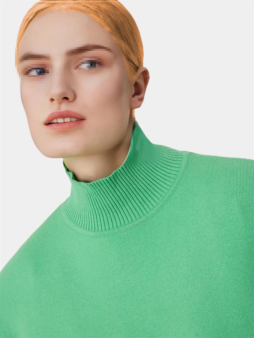 Maglione da donna a collo alto, a maniche lunghe, lavorato a maglia