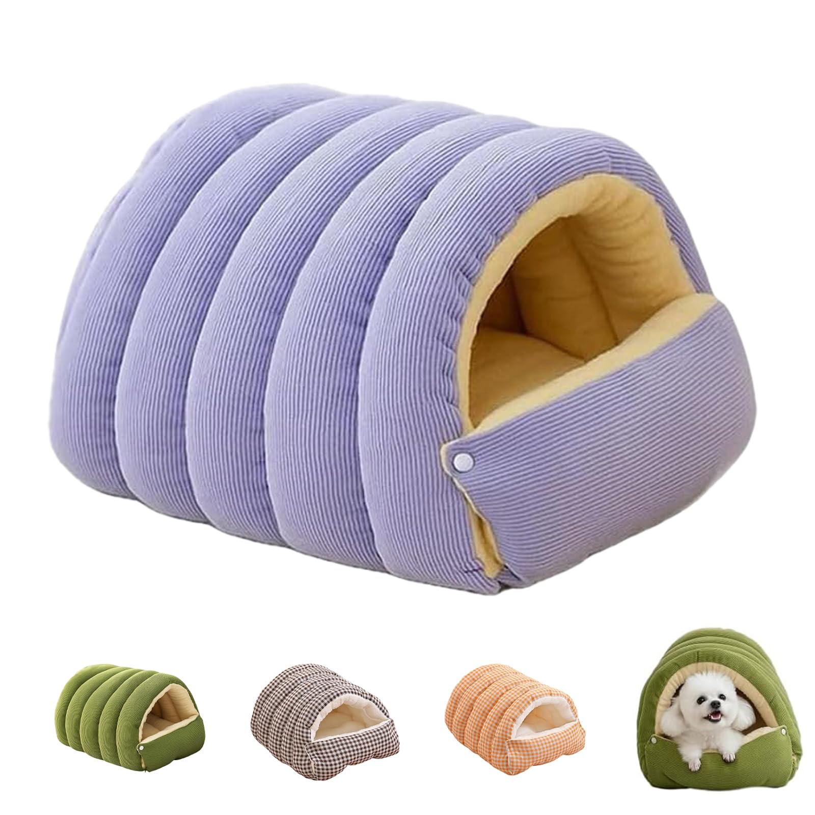 Cozy Monster Cat Bed, Indoor Removable Pet Cave, Indoor Cats with Removable Cushion, for Kittens and Small Dogs (Purple, L)