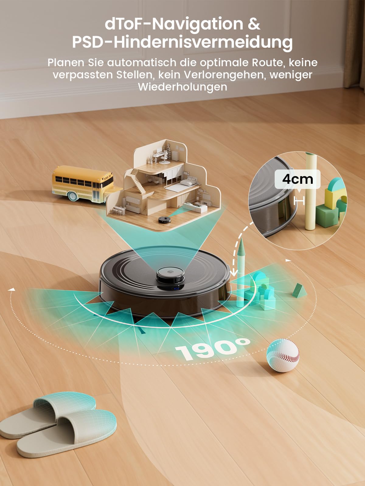 Lefant M2 Saugroboter Mit Wischfunktion, Staubsauger Roboter 6000 Pa Saugkraft, Laser-Navigation, PSD-Vermeidungstechnologie, Laufzeit von 240 Minuten, Roboterstaubsauger mit APP Steuerung