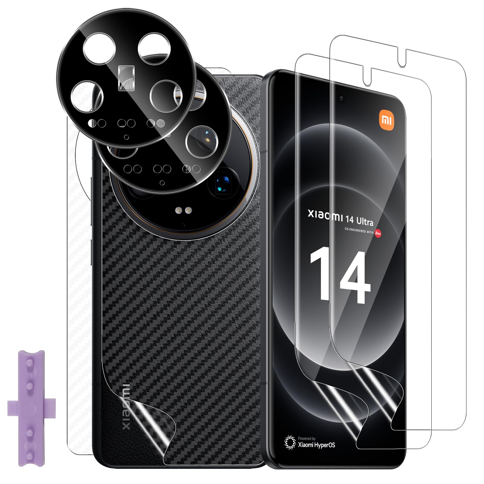 Schutzfolien-Set Für Xiaomi 14 Ultra – Displayschutz + Rückenschutz + Kameraschutz, 6-teilig