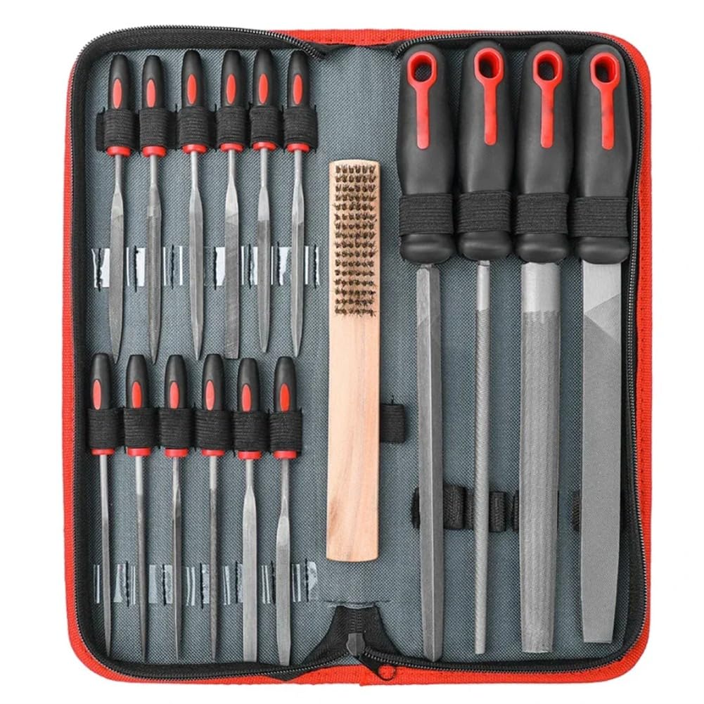 Juego de 16 Limas Manuales de Metal con Doble, Limas Grandes y Pequeñas con Cepillo, Limas de Acero para Trabajos con Limas de Metal y Limas de Madera.