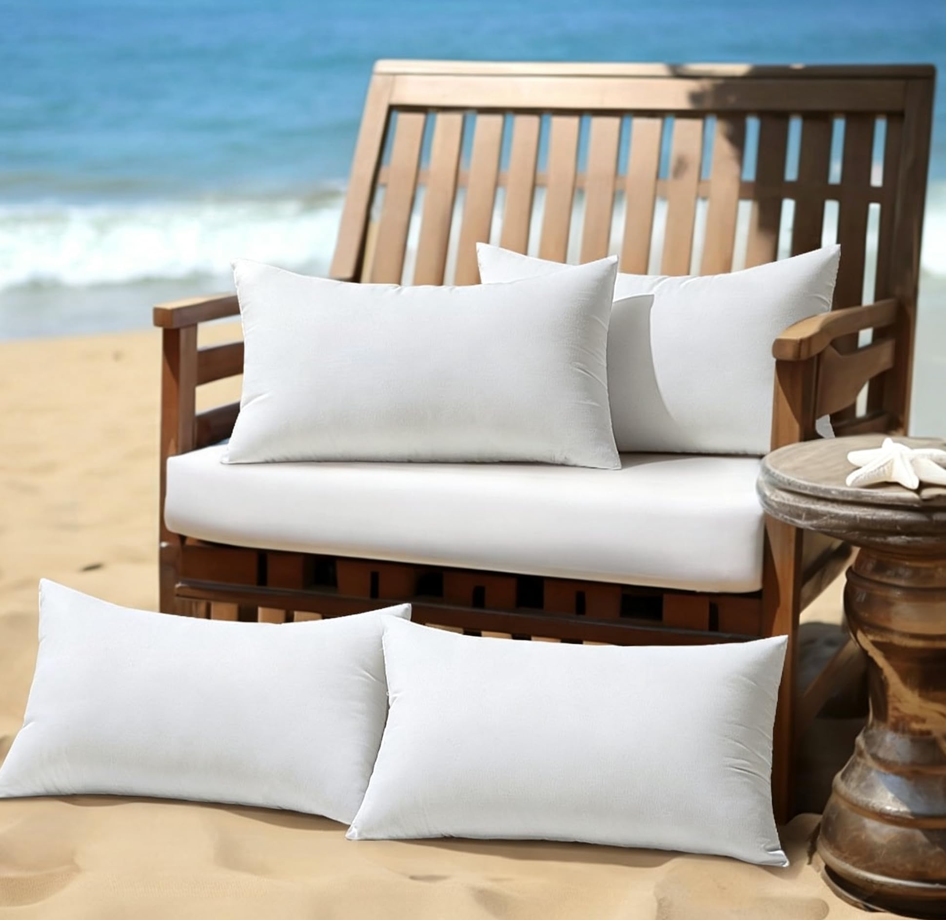 MIULEE Coussin Exterieur Impermeable-Rembourrage Coussin 30x50 CM Lot de 4 pour L'extérieur, Coussin de Garnissage Exterieur Impermeable, Blanc Coussin Exterieur 30x50