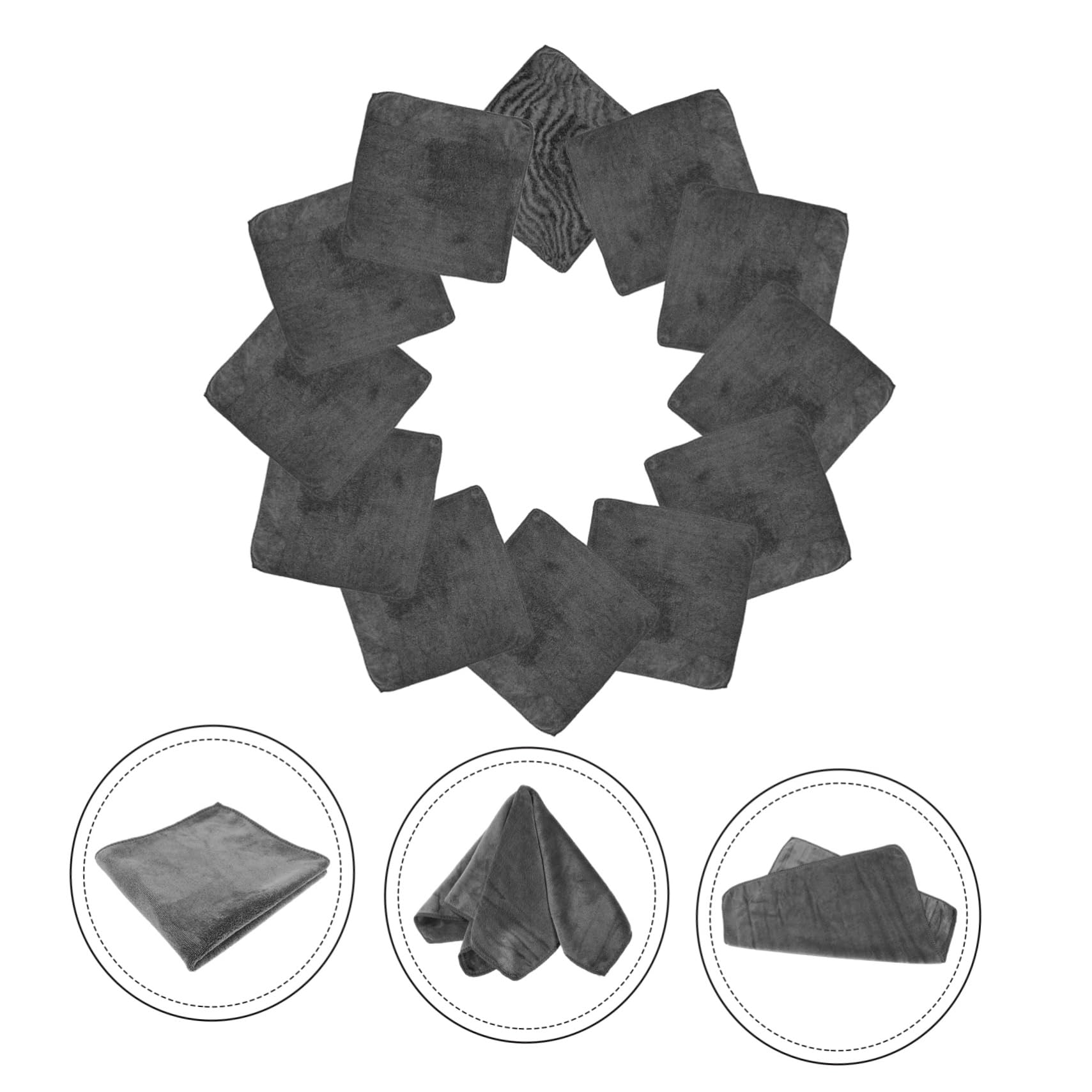 Paños De Limpieza Absorbentes De Agua 40x40 Cm Microfibra Gris Reutilizables para Cocina y Lavado De Coches Pack 12 Unidades