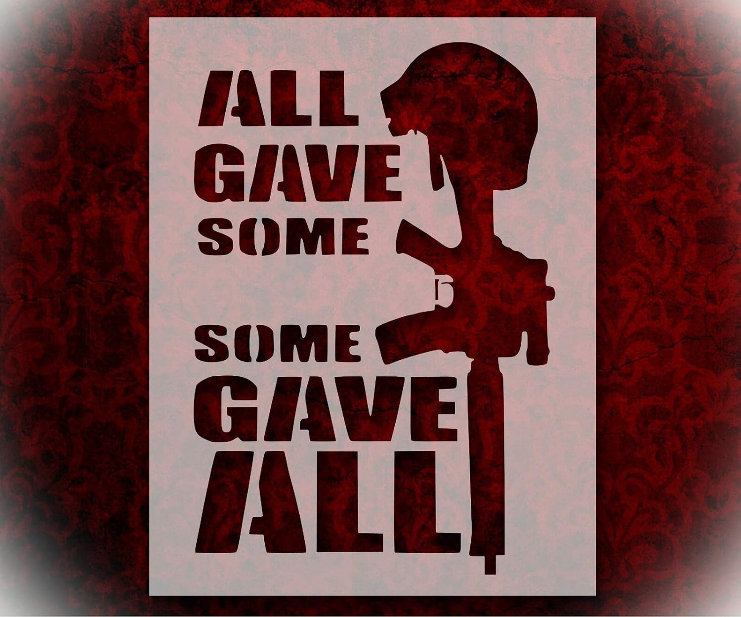 Stencil All Gave Some Some Gave All Helmet Gun 8.5" x 11" Reusable Sturdy Flexible Clear Plastic Stencils Arts and Crafts Material Scrapbooking for Airbrush Painting Drawing