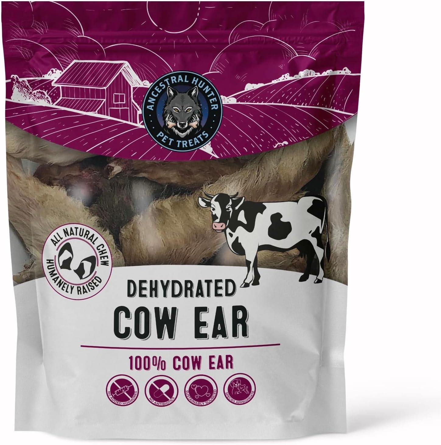Dehydrated Ears for Dogs - Natural Whole Cow Ears - Safe Rawhide Alternative - Healthy Dog Chews - Gently Dehydrated - 100% Cow - Pack of 2