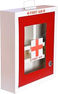 Crotomak First Aid Box/Emergency Kit Medical Box with Wall Mount and Handle for School, Office, Home, Shops Powder Coated Metal (Red & Ivory)