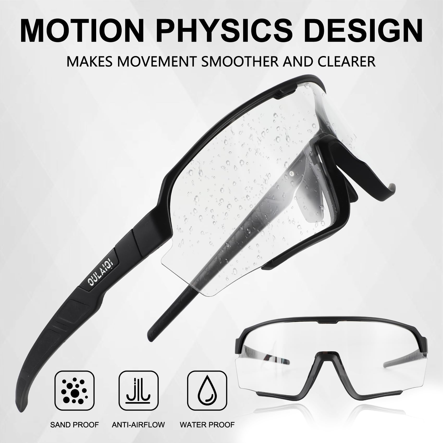 OULAIQI Fotochromowe okulary rowerowe dla mężczyzn i kobiet, rower górski, okulary przeciwsłoneczne, MTB, jazda na rowerze, sportowe okulary przeciwsłoneczne