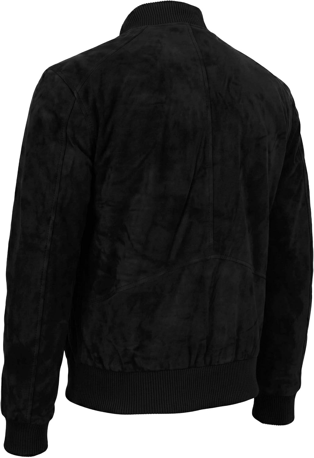 Men's Vintage Suede Bomber Jacket - Lightweight Faux Leather Zip Up Coat Classic Style