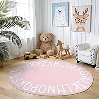 Vista 12 de Topotdor Alfombra redonda de juego para niños, del alfabeto, alfombra de área para guardería, alfombra de juego extra grande y suave para dormitorio