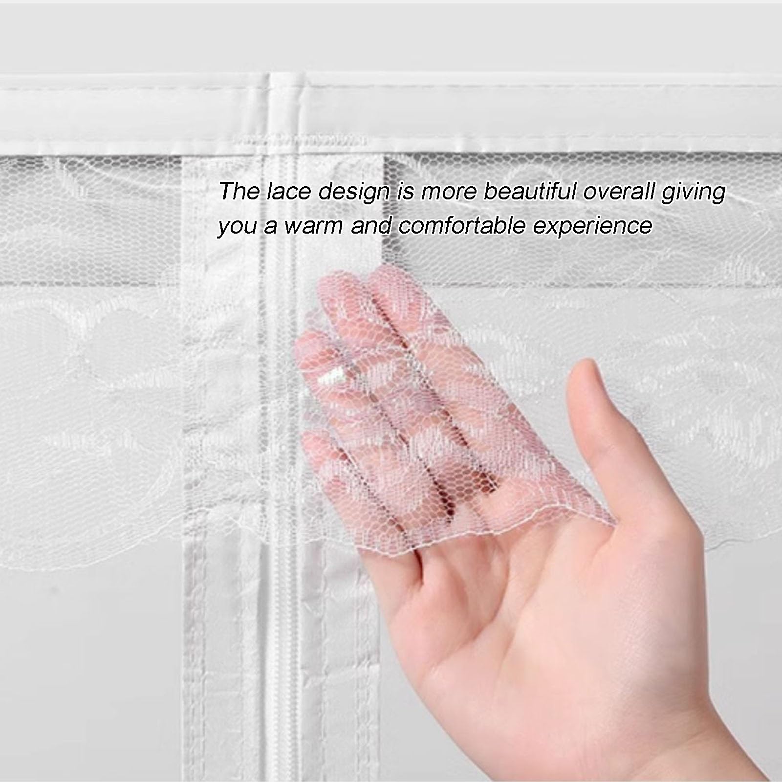 Selbstklebende Transparente Thermovorhang, Winddichte, Schalldichte Thermovorhänge mit Reißverschlüssen, für Alle Arten von Fenstern(White,120X150cm)