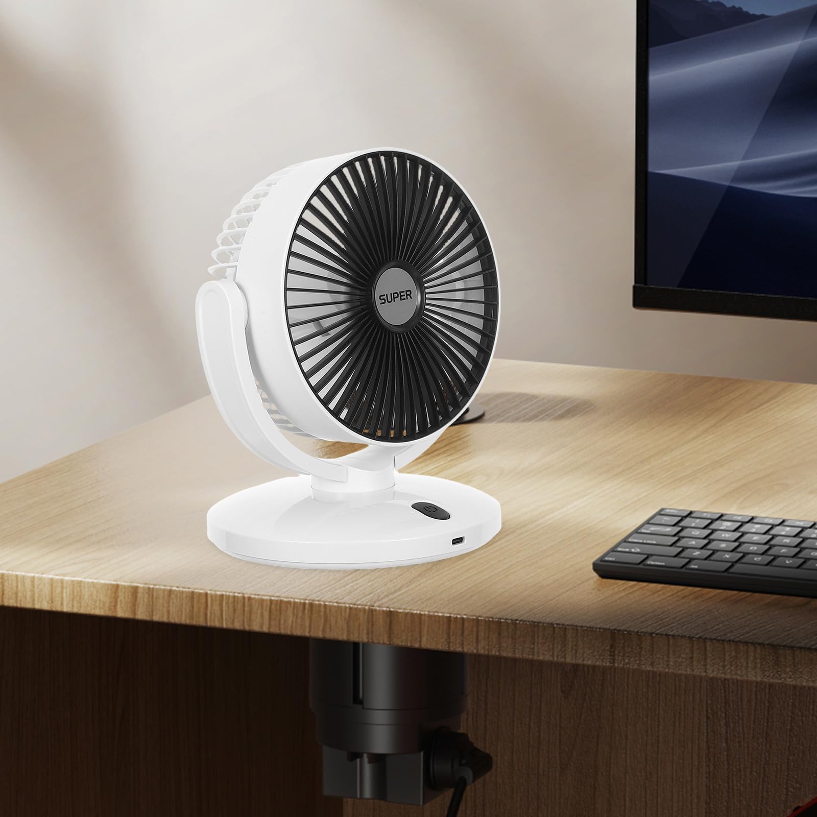 Ventilador de Mesa Portátil Recargable por USB Diseño Portátil y Simple para Uso en Escritorio, Adecuado para Estudiantes y Oficina